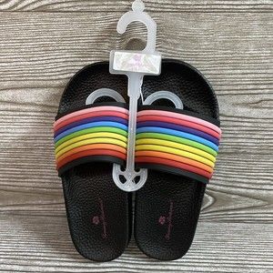 Tommy Bahama Kids Girls Black Rainbow Slides / Sandals  Multiple Sizes  NEW NWT